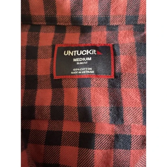 UNTUCKit Long Sleeve Button Up Shirt Men's Pink Black Check Slim Medium JBHS - Picture 9 of 9